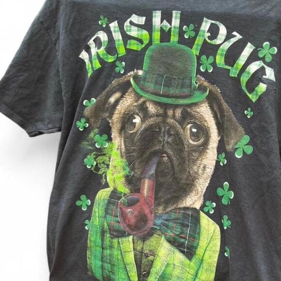 Vintage Lucky Tee Shirt “Irish Pug” Graphic T-Shirt – Men’s Large - Picture 2 of 7